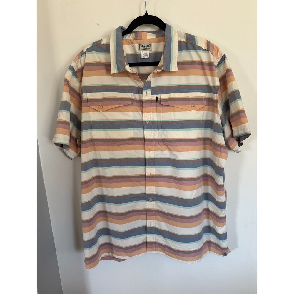 L.L. Bean XXL Men's Striped Shirt with zip pockets